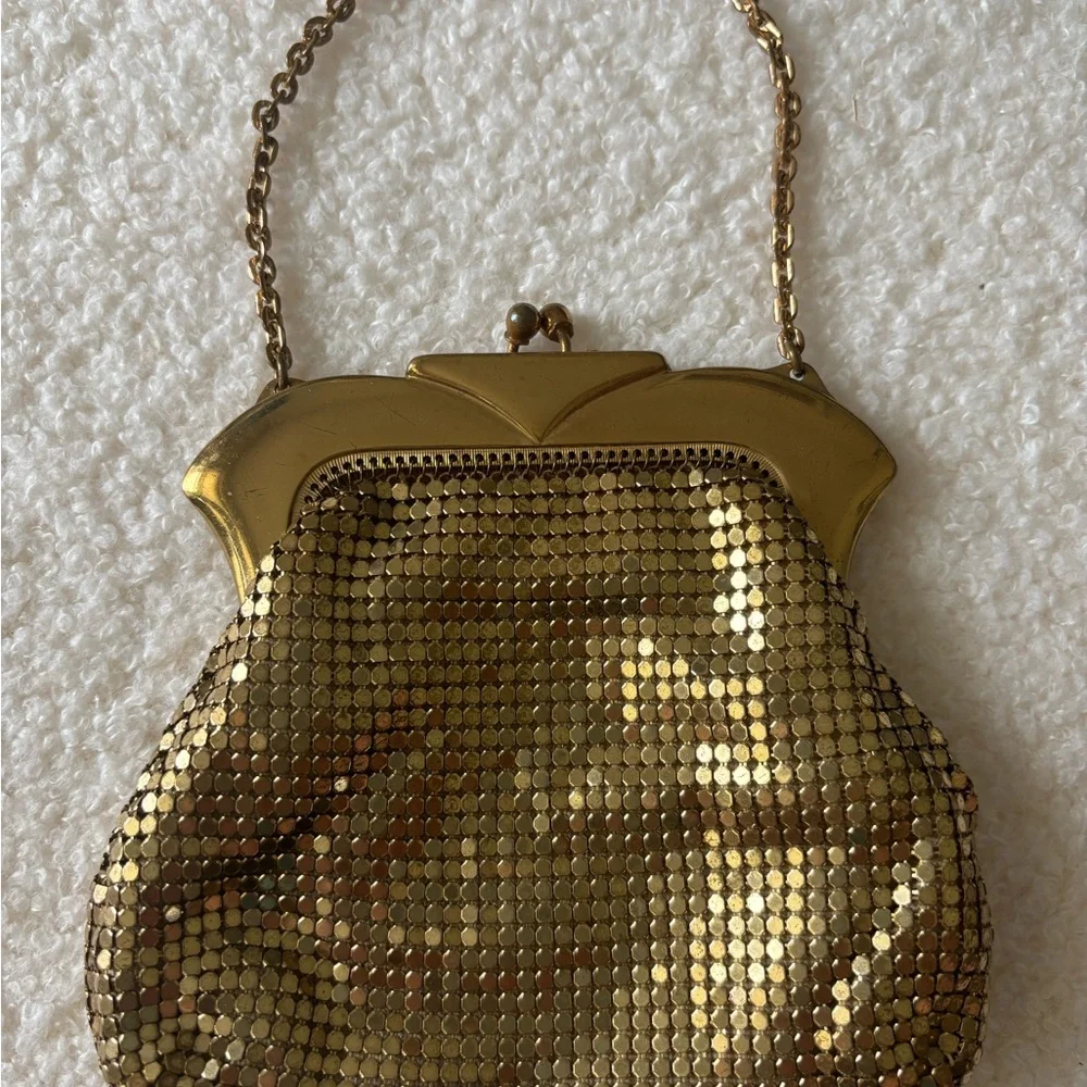 Whiting & Davis Gold Mesh Evening Clutch with Chain